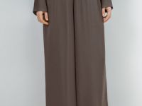 Широкие брюки с эластичным поясом, Коричневый