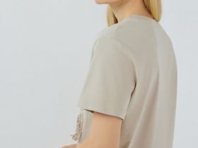 Футболка с вышивкой, Бежевый