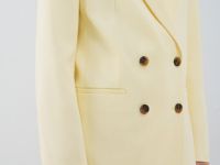 Двубортный жакет со льном, Желтый