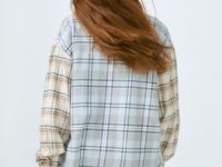 Рубашка в клетку для девочек, Бежевый