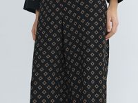 Прямые брюки с принтом, Черный