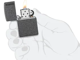 Зажигалка ZIPPO Logo с покрытием Iron Stone™, латунь/сталь, серая, матовая, 38x13x57 мм