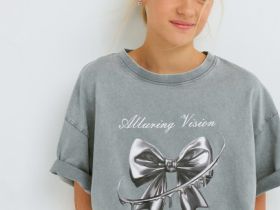 Футболка с AR-принтом для девочек, Серый