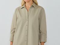 Рубашка из хлопка с рукавом 3/4, Зеленый