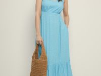 Сарафан миди приталенного силуэта с принтом в горошек