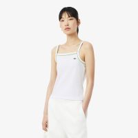 Женская хлопковая майка Lacoste с контрастными акцентами