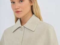 Короткая куртка из натуральной замши, Бежевый