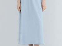 Атласная юбка миди А-силуэта, Голубой