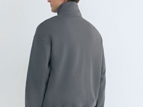 Толстовка с воротником-стойкой на молнии, Голубой