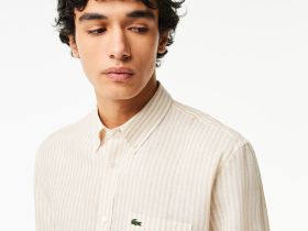 Мужская льняная рубашка Lacoste в полоску