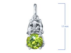 Подвеска из серебра с хризолитом и фианитами э0611пд02260355
