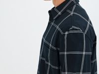 Рубашка в клетку с накладным карманом, Черный