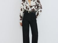 Блузка с анималистичным принтом, Оранжевый