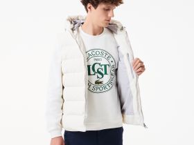Мужской утеплённый стёганый жилет Lacoste с капюшоном