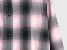 Рубашка в клетку со стразами, Розовый