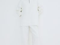 Джемпер с воротником-стойкой на молнии, Белый