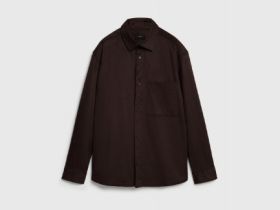 Плотная рубашка из трикотажа, Коричневый