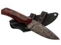 Нож Pocket Wolf Мини Тактик, сталь K340, рукоять G10/хаотичный карбон, красный