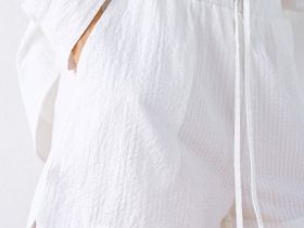 Шорты пижамные из ткани с жатым эффектом, Белый