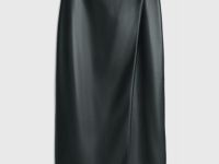 Юбка миди из искусственной кожи, Черный