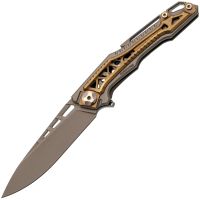 Складной нож Nimo Knives Divinity Tree, сталь M390, рукоять титан, серый/золотой