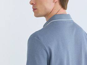 Поло из шелковистого пике, Синий