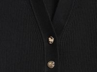 Джемпер в рубчик с воротником-поло, Черный