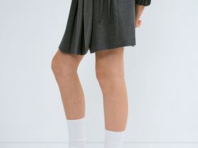 Юбка мини в складку с бантами для девочек, Серый