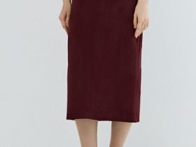 Юбка миди из искусственной замши, Фиолетовый