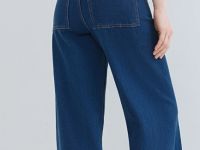 Укороченные широкие джинсы, Синий