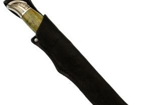 Финка НКВД, дамаск, стабилизированная зеленая карельская береза