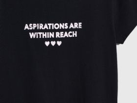 Футболка с принтом для девочек, Черный