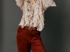 Блузка из лиоцелла с рюшами, Бежевый