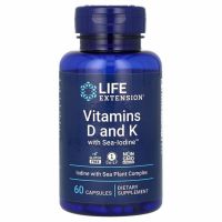 Life Extension, витамины D и К с йодом Sea-Iodine, 60 капсул