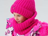 Комплект трикотажный для девочек: шапка, снуд