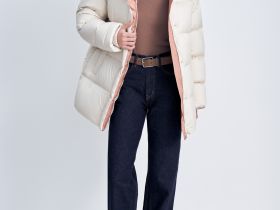 Стеганый пуховик с воротником-стойкой