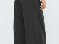 Широкие брюки с асимметричной деталью, Серый