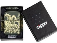 Зажигалка ZIPPO Dragon Design с покрытием Green Matte, латунь/сталь, зеленая, матовая