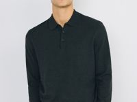 Вязаный джемпер-поло с длинным рукавом, Серый