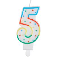 Свеча для торта с держателем MESHU "Цифра 5", 8,5 см, блистер