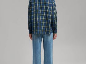 Свободная рубашка в клетку из твила