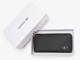 Клатч Lacoste с металлическим лого из зернистой кожи