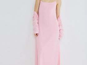 Платье макси на тонких бретелях, Розовый