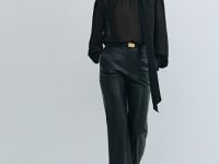 Блузка из шифона с шарфом, Черный