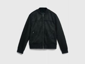 Бомбер из искусственной замши, Черный