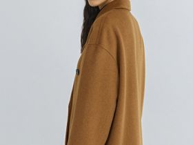 Длинное двубортное пальто с шарфом, Желтый