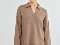Джемпер поло из пряжи с ангорской шерстью, Коричневый