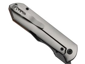 Складной нож Kizer Harpoon Fold, сталь ламинат, рукоять титан/микарта, коричневый