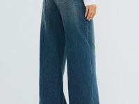 Широкие джинсы с поясом, Синий