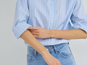 Рубашка в полоску из хлопка, Голубой